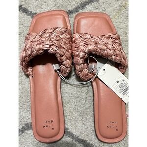 NWT a new day Pink/ Nicolette Raffia Slide Sandals - Size 10
